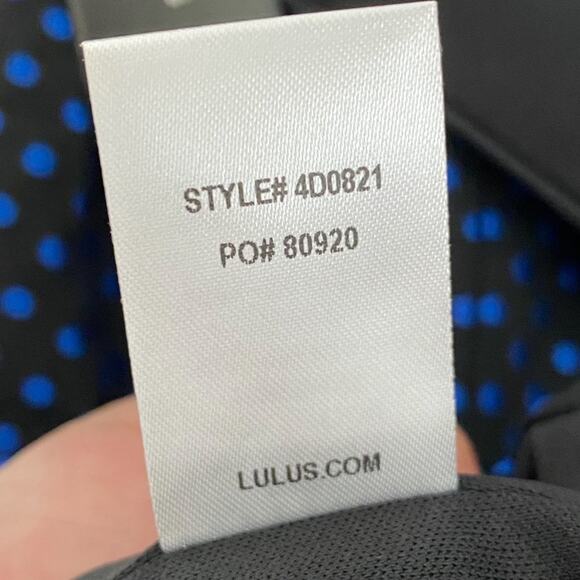 Lulus Lovely Night Jacquard Dress Womens XS Blue Polka Dot Off the Shoulder NWT - Picture 12 of 12